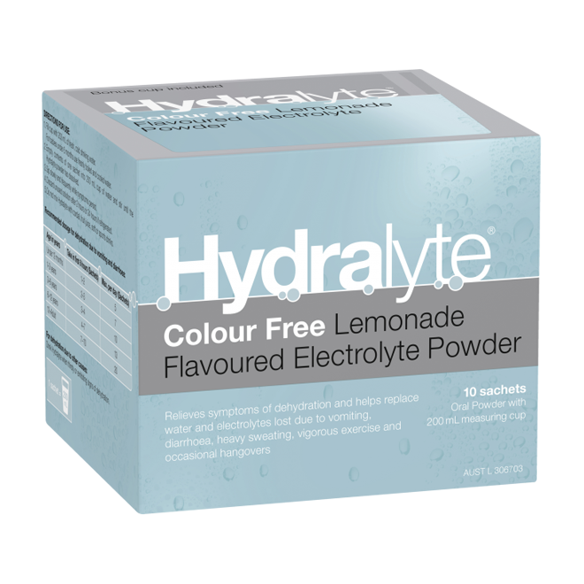 Hydaralyte - Electrolyte Powder - Colour Free Lemonade - 4.9g X 10 Sachet