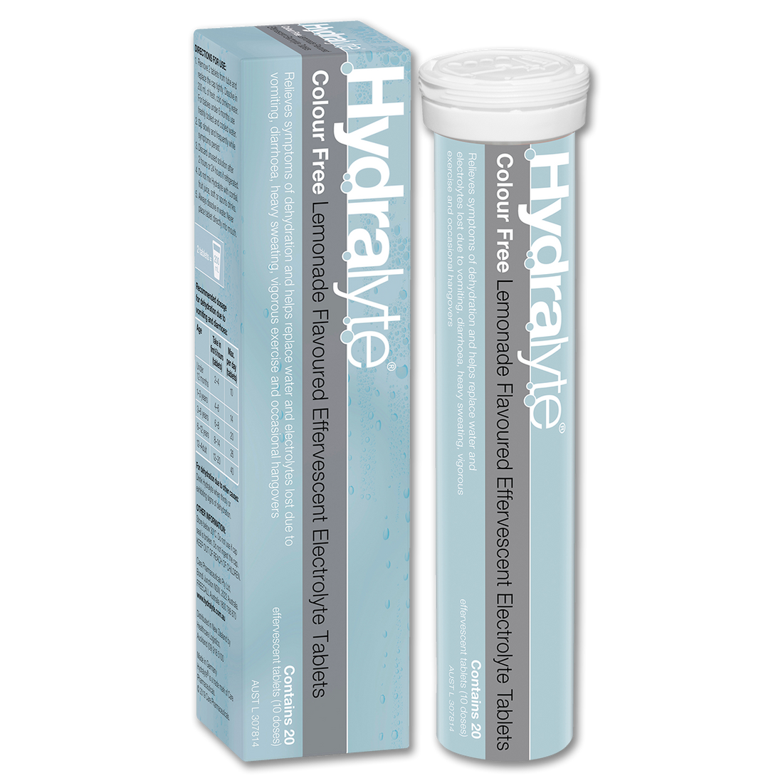 Hydaralyte - Effervescent Electrolyte - Colour Free Lemonade - 20 Tablets