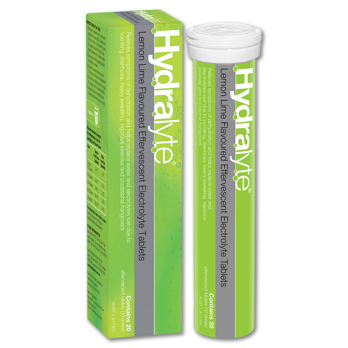 Hydaralyte - Effervescent Electrolyte - Lemon Lime - 20 Tablets